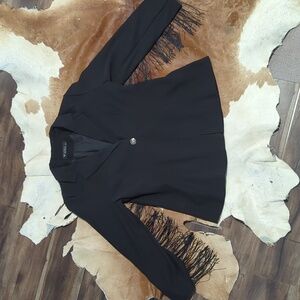 Lucky & Blessed Black Fringe Blazer